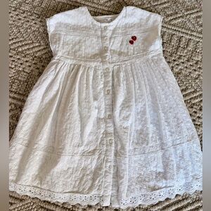ZARA Girls Charming White Ruffled Eyelet Embroidered Dress